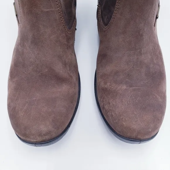 Ecco Brown Leather Mid-Calf Boot Triple Buckle Flat Heel Women's Size 37 US 6.5