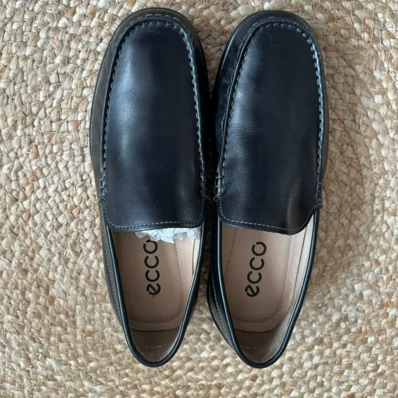 ECCO Classic Moccasins Black Leather Slip On Loafers, Men's Size 5-5.5 US/ EU 39