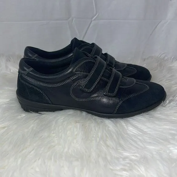 Ecco Cloud 2 Black Leather/Suede Two-Strap Athletic Shoes Sz 40/USA 9-9.5