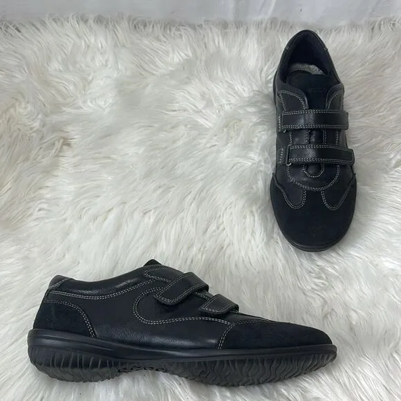 Ecco Cloud 2 Black Leather/Suede Two-Strap Athletic Shoes Sz 40/USA 9-9.5
