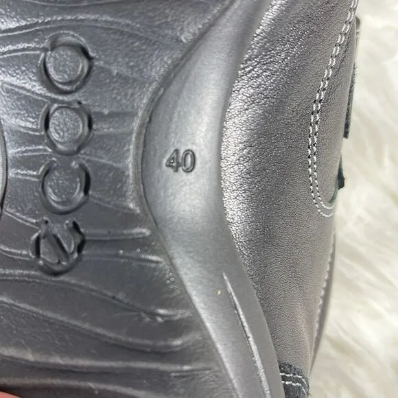 Ecco Cloud 2 Black Leather/Suede Two-Strap Athletic Shoes Sz 40/USA 9-9.5