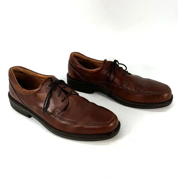 Ecco Holton Apron Shoe Men's Size US 13/EU 46 Toe Derby Dress Brown Leather