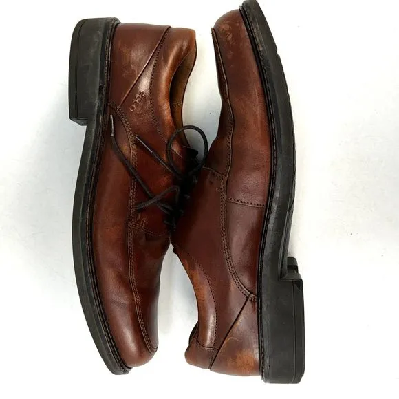 Ecco Holton Apron Shoe Men's Size US 13/EU 46 Toe Derby Dress Brown Leather