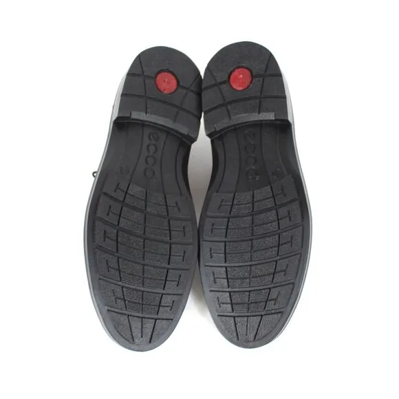 Ecco Holton Apron Toe Black Leather Lace Tie Derby Shoe 47 Shock Point Sole