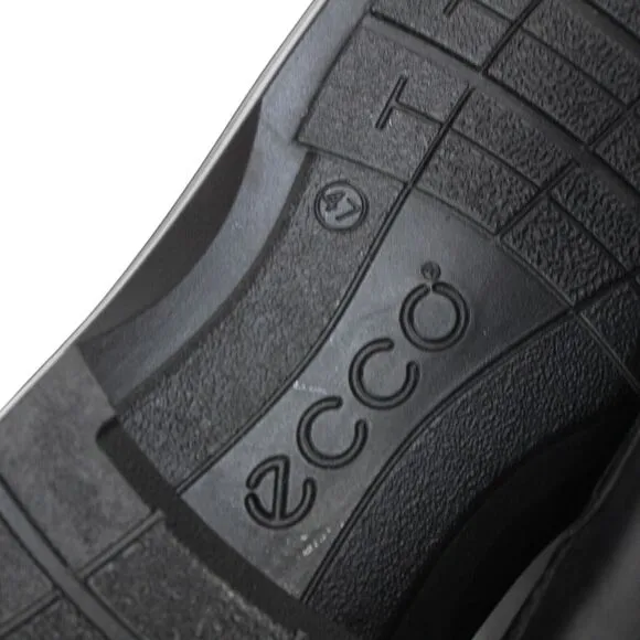 Ecco Holton Apron Toe Black Leather Lace Tie Derby Shoe 47 Shock Point Sole