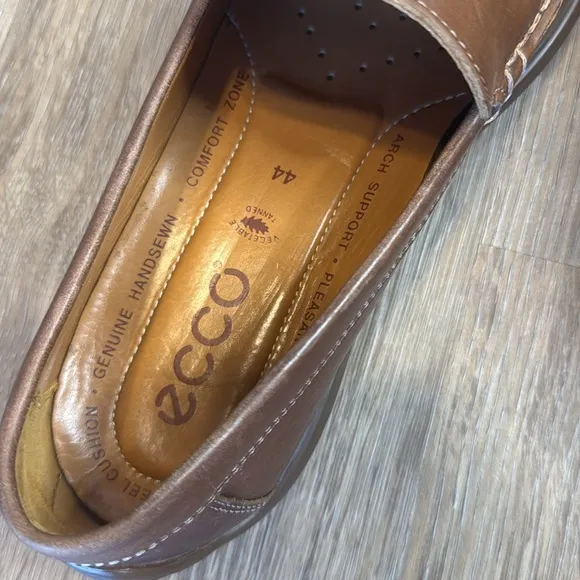 Ecco Men’s Brown Driving Moc Boat Shoes Loafers Slip On Size 44 US 11