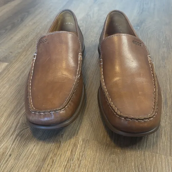 Ecco Men’s Brown Driving Moc Boat Shoes Loafers Slip On Size 44 US 11