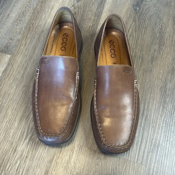 Ecco Men’s Brown Driving Moc Boat Shoes Loafers Slip On Size 44 US 11