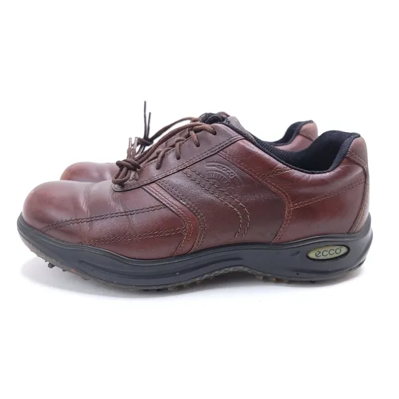 ECCO Men's Hydromax Brown Black Golf Leather Shoes US 7.5/ EUR 40