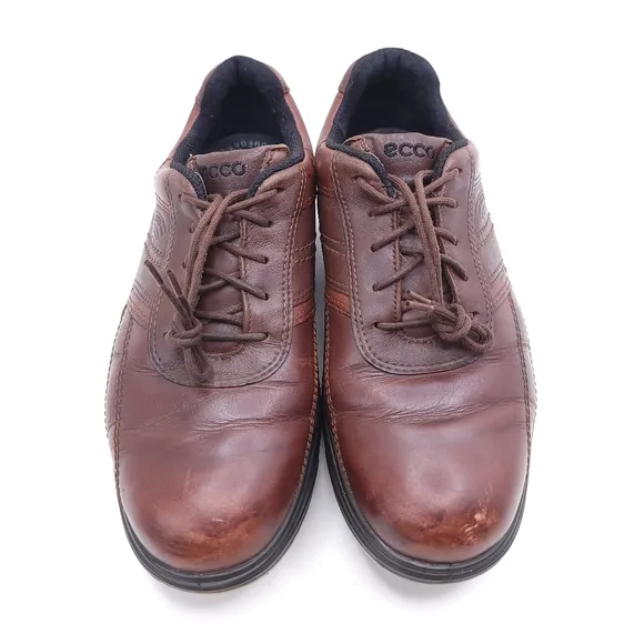 ECCO Men's Hydromax Brown Black Golf Leather Shoes US 7.5/ EUR 40
