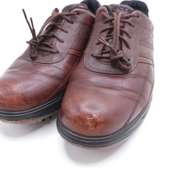 ECCO Men's Hydromax Brown Black Golf Leather Shoes US 7.5/ EUR 40