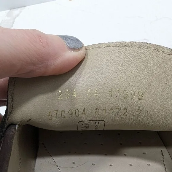 Ecco Mens Shoes Size 10 Brown Sewn Leather Latex Sole Moccasins Driving Loafer