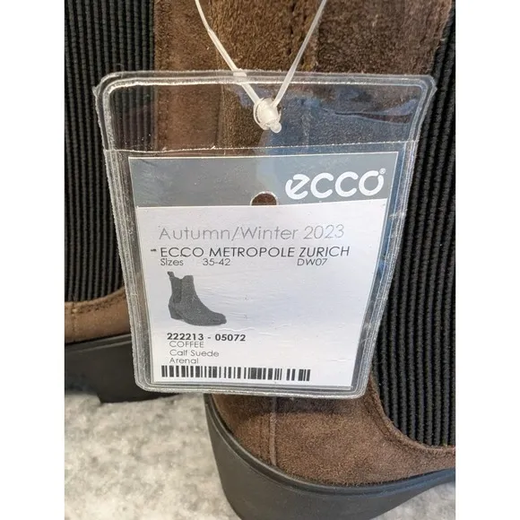 Ecco metropole zurich chelsea boot in COFFEE, Size 39, 8.5, BNWT
