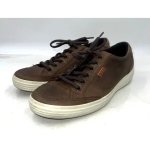 Ecco Shoes Mens Sz 9 Brown Leather Lace Casual Sneakers Shoes