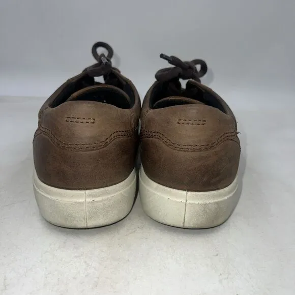 Ecco Shoes Mens Sz 9 Brown Leather Lace Casual Sneakers Shoes