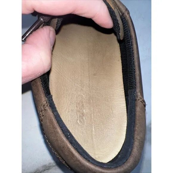 Ecco Shoes Mens Sz 9 Brown Leather Lace Casual Sneakers Shoes