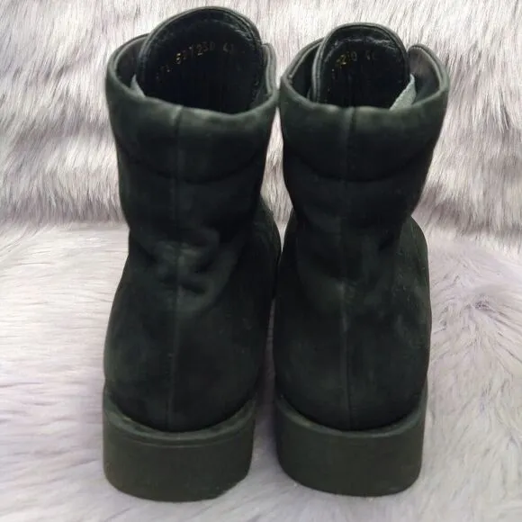 Ecco Suede Soft Ankle Wool Lining Boots Bootie Women Size 40 9-9.5 Black Lace Up