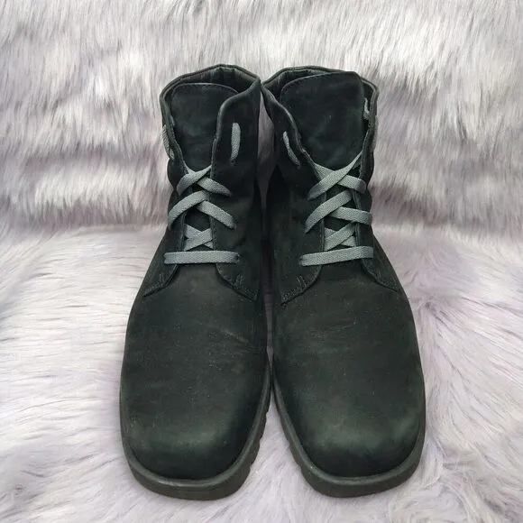Ecco Suede Soft Ankle Wool Lining Boots Bootie Women Size 40 9-9.5 Black Lace Up