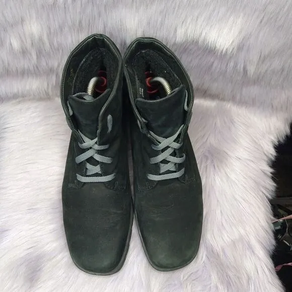 Ecco Suede Soft Ankle Wool Lining Boots Bootie Women Size 40 9-9.5 Black Lace Up