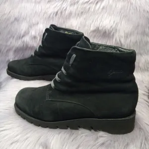 Ecco Suede Soft Ankle Wool Lining Boots Bootie Women Size 40 9-9.5 Black Lace Up