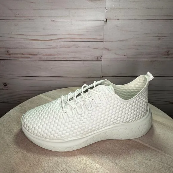 Ecco Therap Mens Textured White Leather Athletic Training Shoes 44EU 10-10.5 US