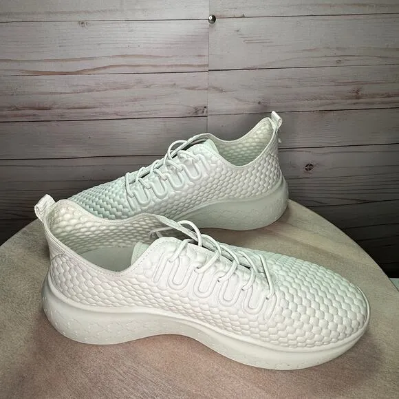 Ecco Therap Mens Textured White Leather Athletic Training Shoes 44EU 10-10.5 US
