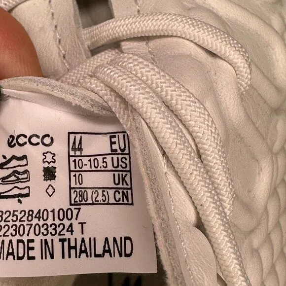 Ecco Therap Mens Textured White Leather Athletic Training Shoes 44EU 10-10.5 US