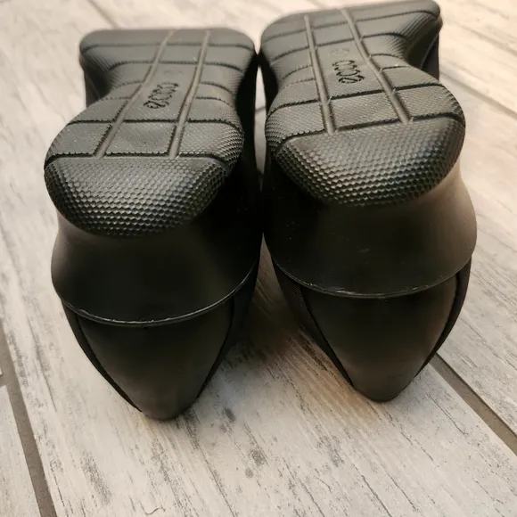 Ecco Women's Felicia Black Stretch Slip-On Loafer Wedges Size 10 - 10.5 US 41 EU