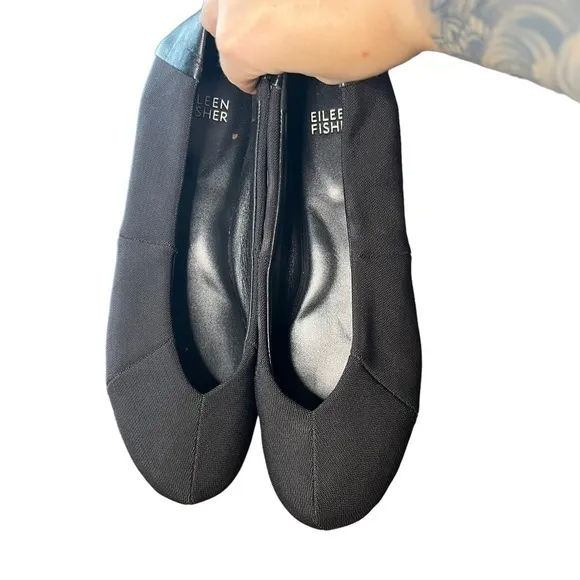 EILEEN FISHER Black Grosgrain Ballet Flats