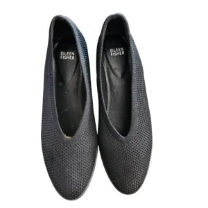 Eileen Fisher Black Heaven Stretch Knit Wedge Ballet Flat Shoes Women's Size 10