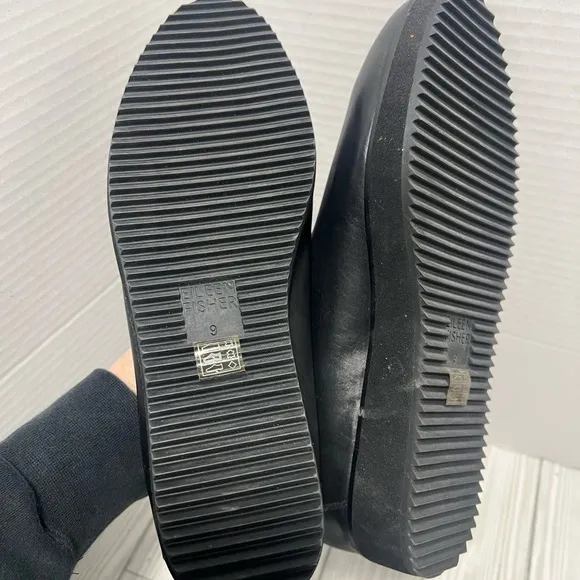 Eileen Fisher Canoe 2 Leather Platform Flats Size 9
