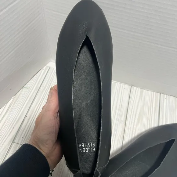 Eileen Fisher Canoe 2 Leather Platform Flats Size 9