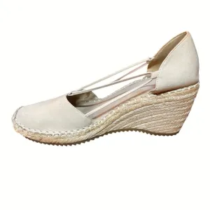 Eileen Fisher Cream Espadrille Jute Wedge Shoes Sz. 7