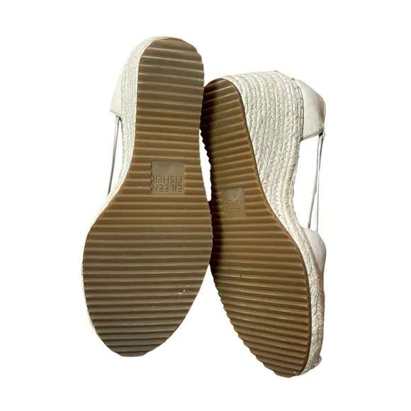 Eileen Fisher Cream Espadrille Jute Wedge Shoes Sz. 7