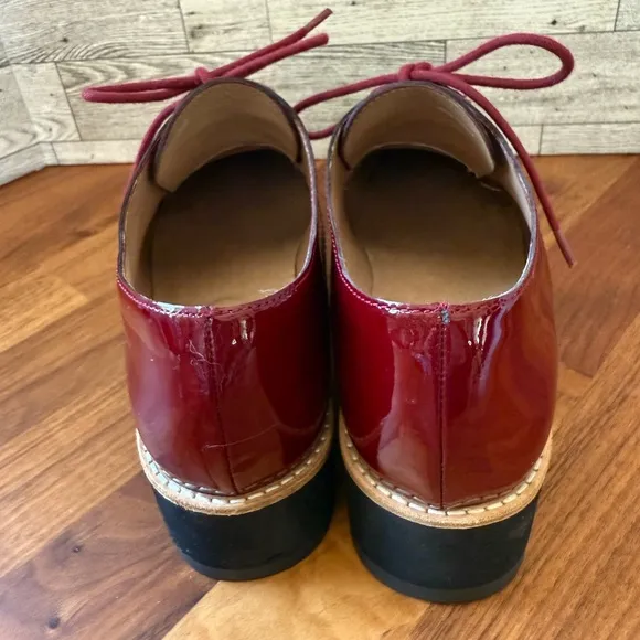 Eileen Fisher Eddy 2 Wedge Oxford Lace-Up Shoes in burgundy‎ sz 6