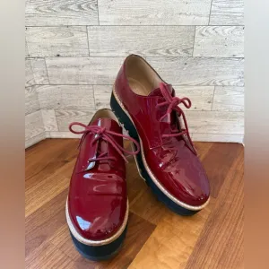 Eileen Fisher Eddy 2 Wedge Oxford Lace-Up Shoes in burgundy‎ sz 6