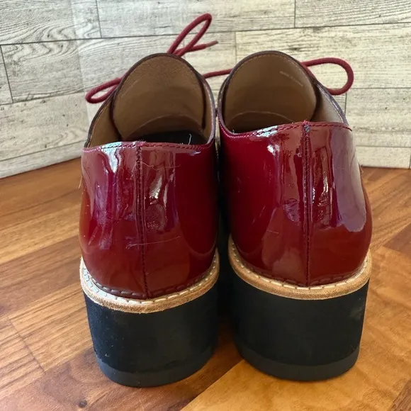 Eileen Fisher Eddy 2 Wedge Oxford Lace-Up Shoes in burgundy‎ sz 6