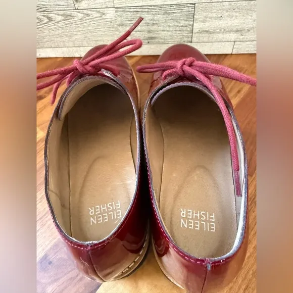 Eileen Fisher Eddy 2 Wedge Oxford Lace-Up Shoes in burgundy‎ sz 6