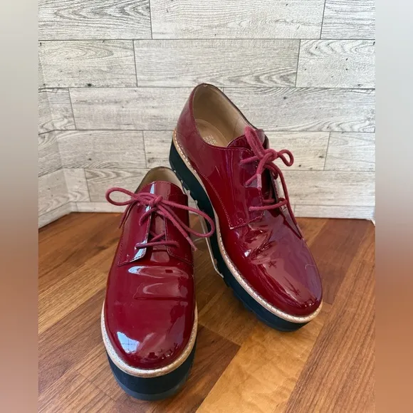 Eileen Fisher Eddy 2 Wedge Oxford Lace-Up Shoes in burgundy‎ sz 6
