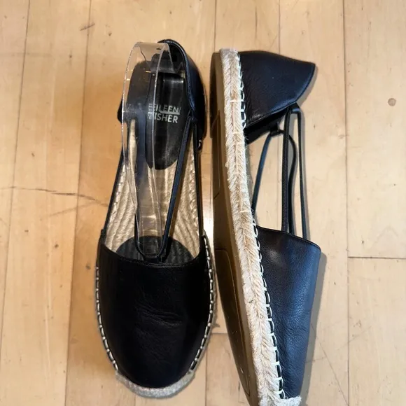 Eileen Fisher Lee Black espadrille flats, 8, CB2410
