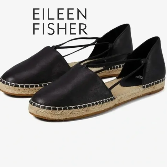 Eileen Fisher Lee Black espadrille flats, 8, CB2410