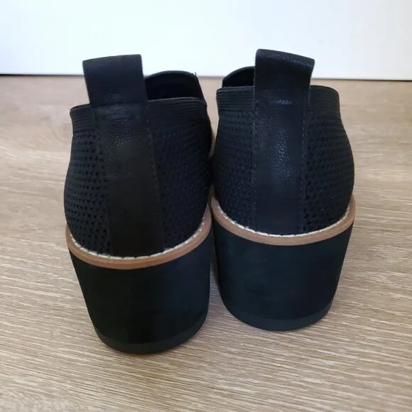 Eileen Fisher Lindy Stretch Knit Platform Wedge Black Moccasins Loafers Size 7
