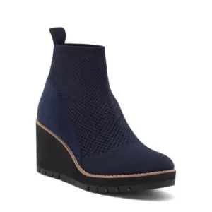 Eileen Fisher London Knit Wedge Booties in Navy Size 8.5