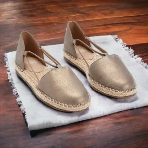 Eileen Fisher Metallic Espadrille Shoes 7 1/2 Bronze 7.5 Shimmering Leather NIB