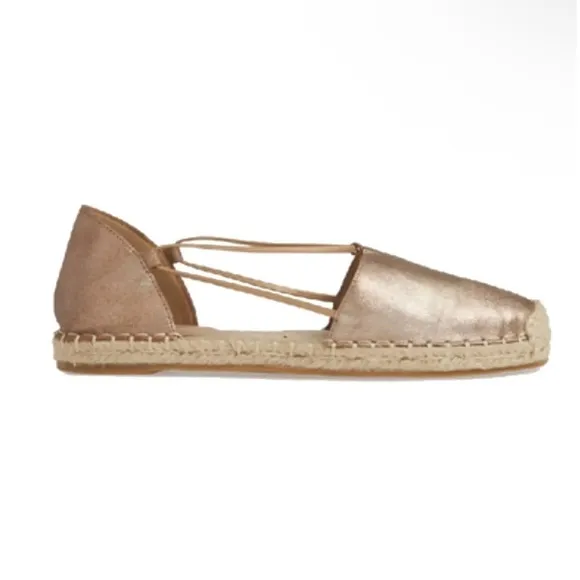 Eileen Fisher Metallic Espadrille Shoes 7 1/2 Bronze 7.5 Shimmering Leather NIB