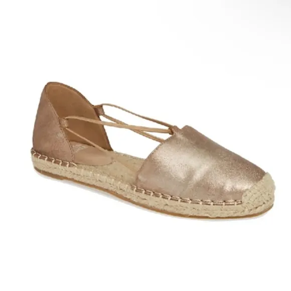 Eileen Fisher Metallic Espadrille Shoes 7 1/2 Bronze 7.5 Shimmering Leather NIB