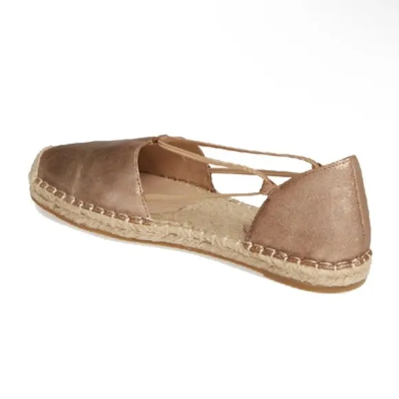 Eileen Fisher Metallic Espadrille Shoes 7 1/2 Bronze 7.5 Shimmering Leather NIB
