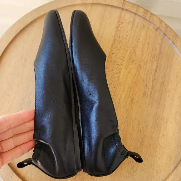 Eileen Fisher Naomi Nappa black leather ballet flats size 7.5