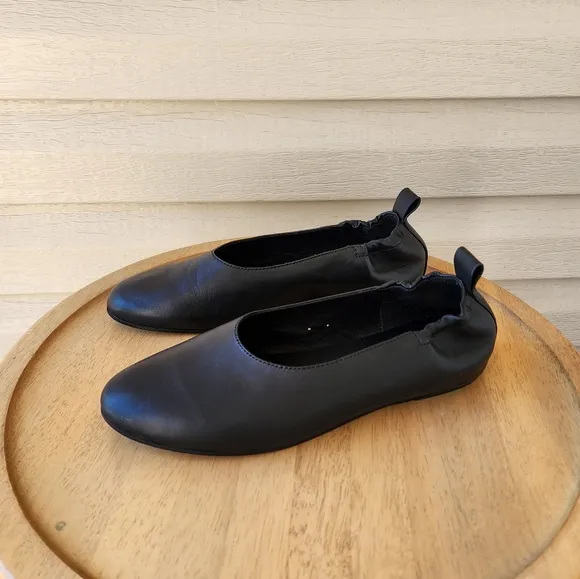 Eileen Fisher Naomi Nappa black leather ballet flats size 7.5