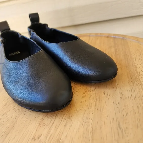Eileen Fisher Naomi Nappa black leather ballet flats size 7.5